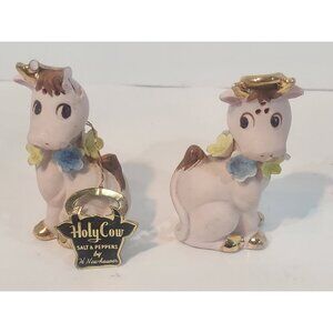 VINTAGE Napco Holy Cow Pink Salt & Pepper Shakers H Newhauser - JAPAN